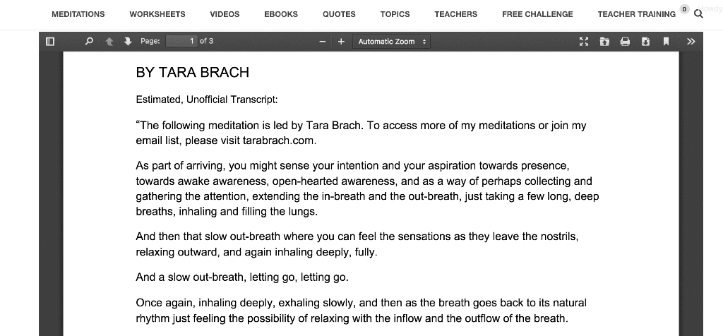 Introducing: Free Audio Transcripts - Tara Brach Meditation Transcript Introducing Free Audio Transcripts Tara Brach Meditation Transcript