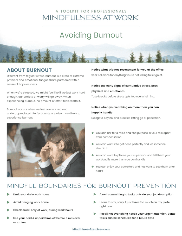 Avoiding Burnout Mindfulness at Work — Avoiding Burnout