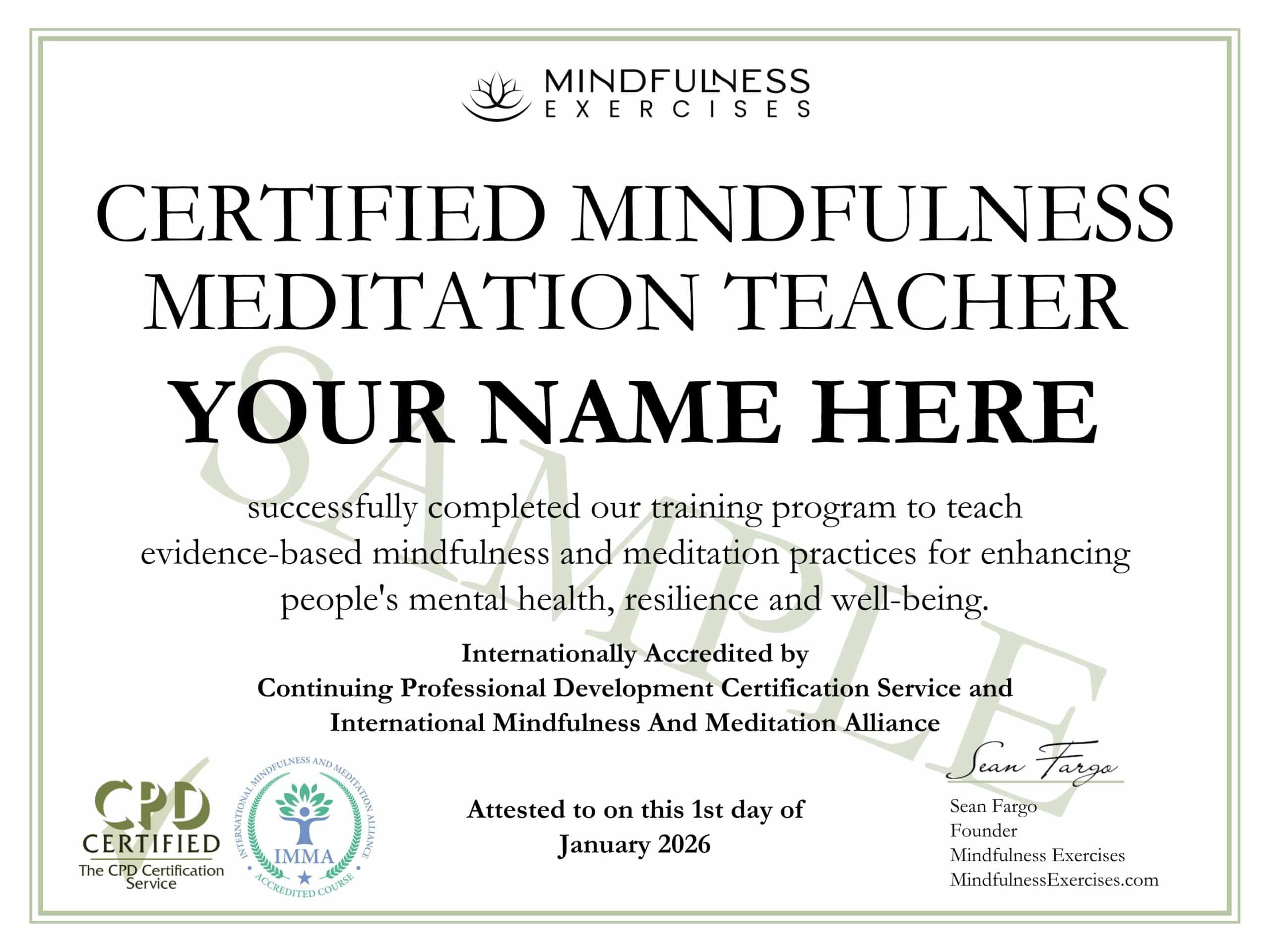 Mindfulness Teacher Training Certificate