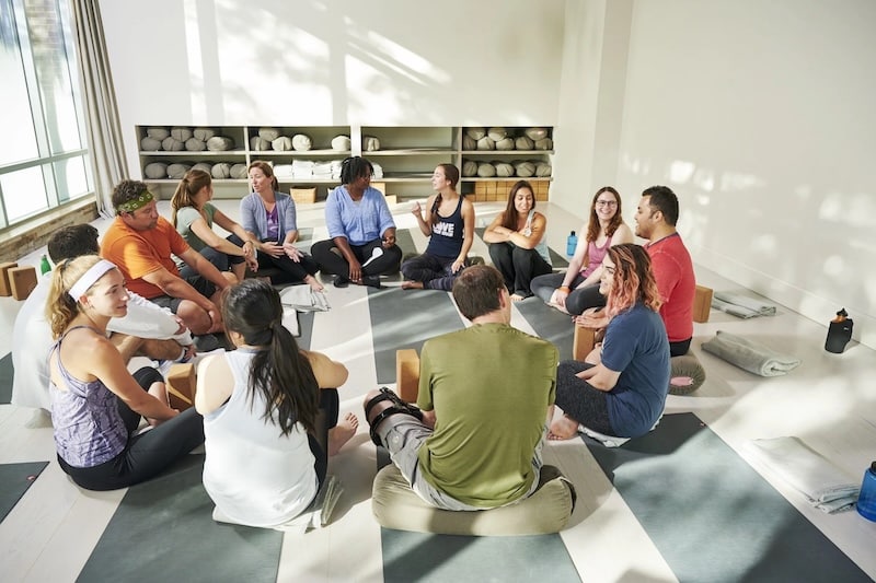 Students participating in mindfulness teacher training
